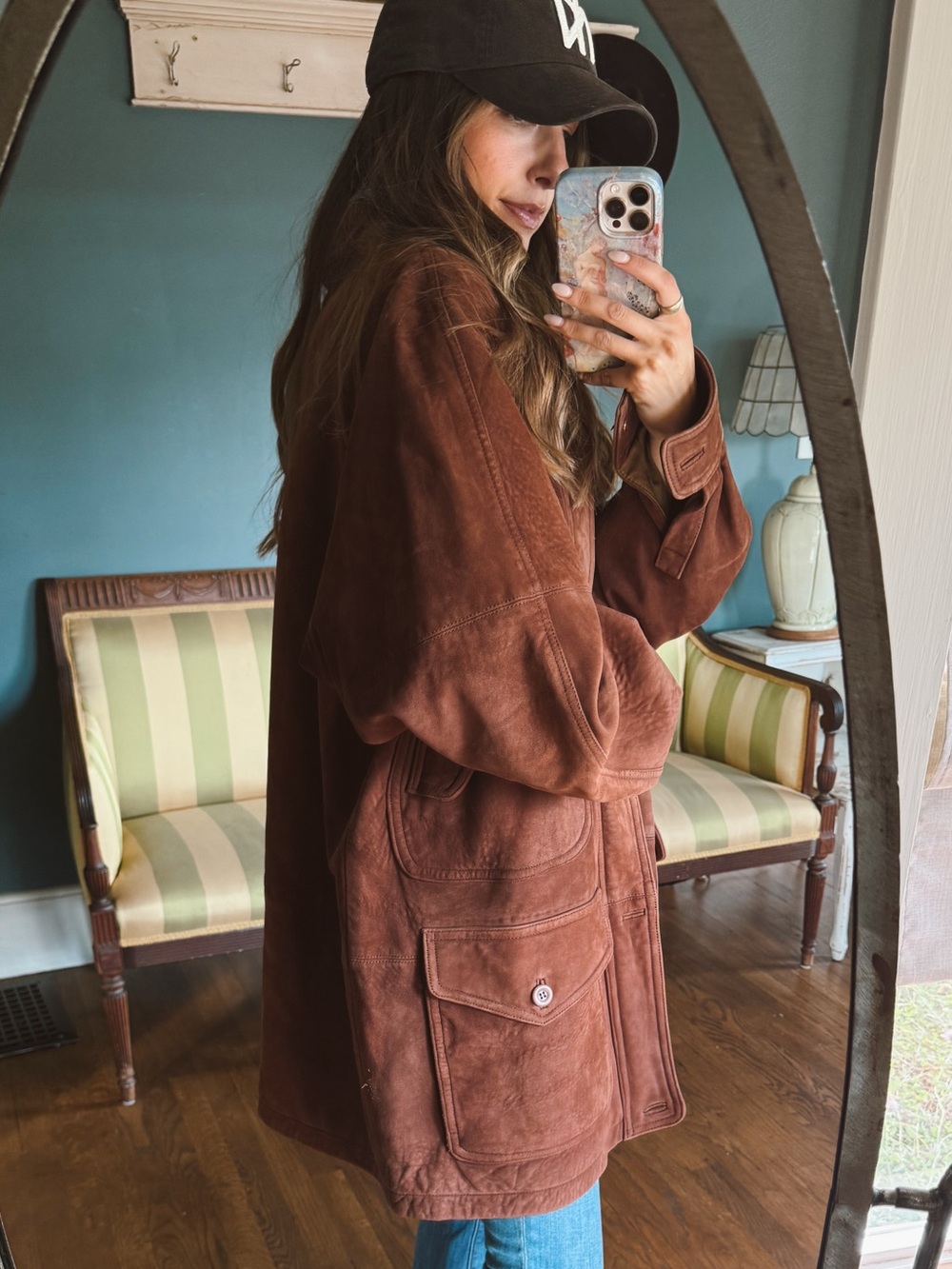 Vintage Eddie Bauer rust Brown Suede genuine leather Jacket sz XL